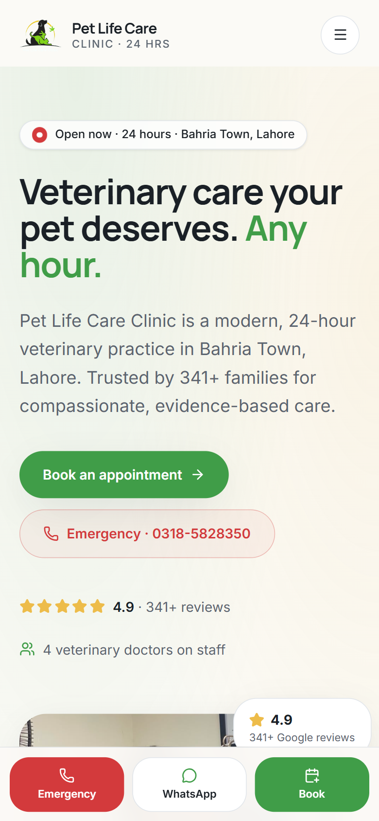 Pet Life Care — Homepage — mobile