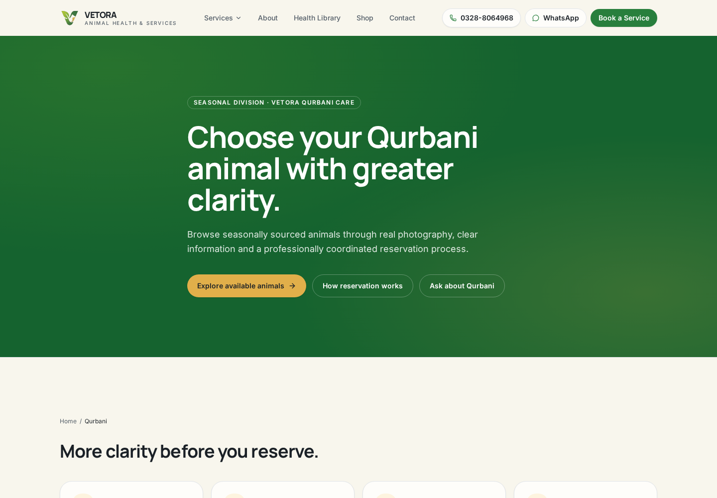 Vet'aura Animal Health & Services — Qurbani Care — vet-verified sourcing